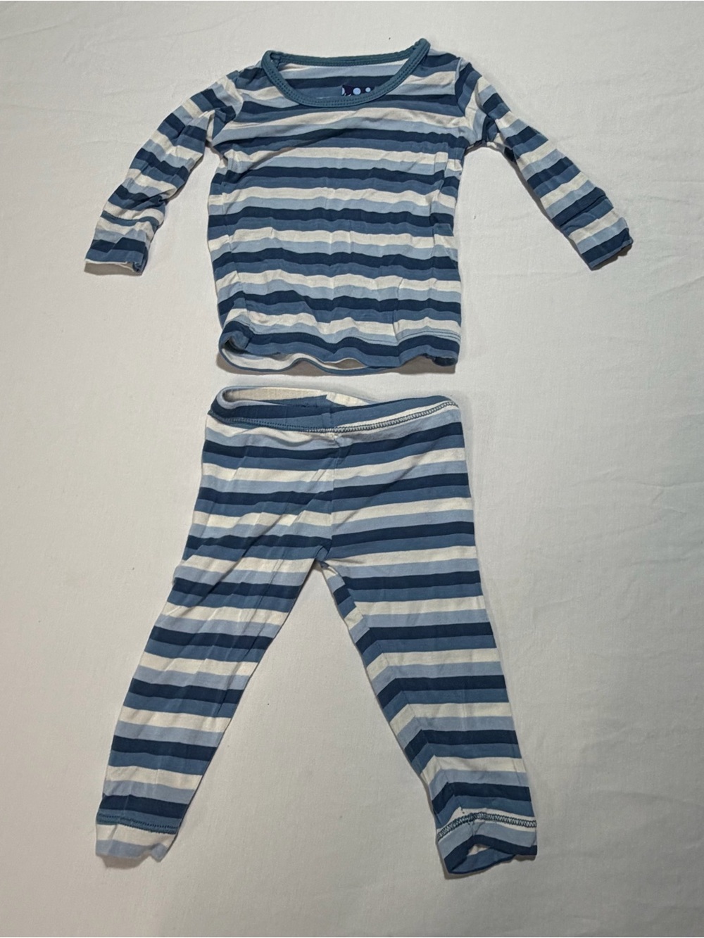 Kickee Pants Blue & White Striped Kids Pajama Set